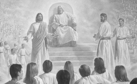 Jesus speaking to premortal human spirits in heaven.